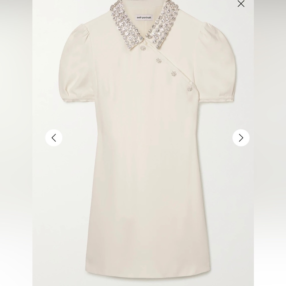 Self-Portrait Crystal-embellished crepe mini dress, Size UK 8 (US4), NWT